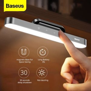 Baseus Lampe LED magnétique aimantée suspendue tactile sans fil, USB,éclairage à intensité variable en continu, pour bureau, maison, vitrine, étude, lecture, veilleuse