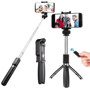 Perche à Selfie et trépied  Bluetooth extensible avec télécommande sans fil
