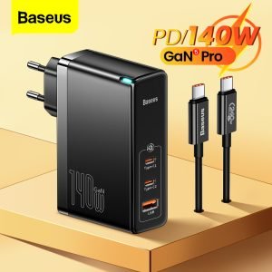 Baseus Chargeur GaN 5 Pro 140W USB Type-C PD 3.1 QC, Charge rapide 4.0, Avec Cable. Charger Maroc