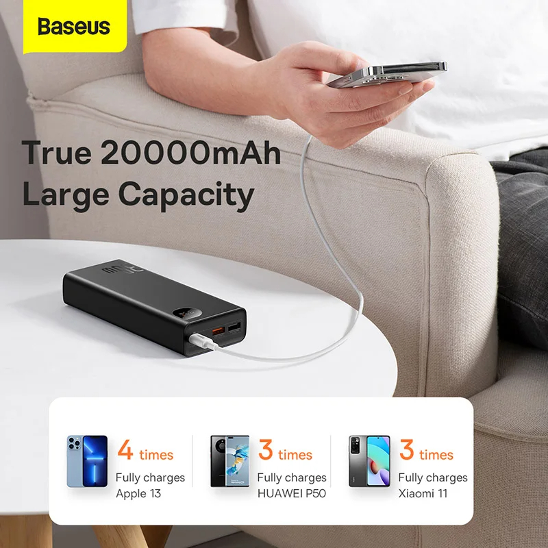 Baseus Power Bank 30W Adaman Métal 20000mAh Charge Rapide PD, QC3.0 PPADM30 Baseus Power Bank 30W Adaman Métal 20000mAh Charge Rapide PD, QC3.0 PPADM30