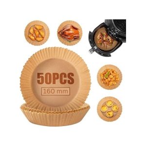 Lot de 50 Pieces Papier Cuisson Pour Air Fryer Prédécoupé