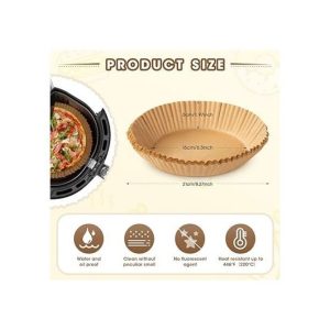 Lot de 50 Pieces Papier Cuisson Pour Air Fryer Prédécoupé
