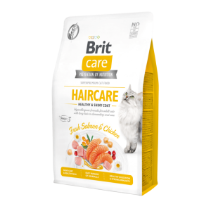 Brit Care Croquettes sans céréales haircare healthy and shiny coat Au Saumon et Poulet - pour chat 2kg