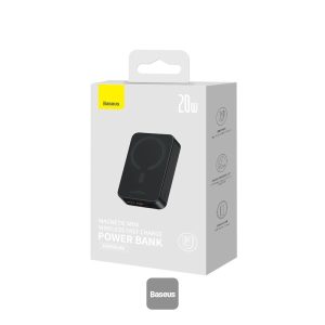 Baseus Airpow Magnetic Mini Wireless Fast Charge Power Bank 20000mAh 20W Black - With Simple Series Charging Cable Type-C to Type-C (20V/3A) 30cm Black