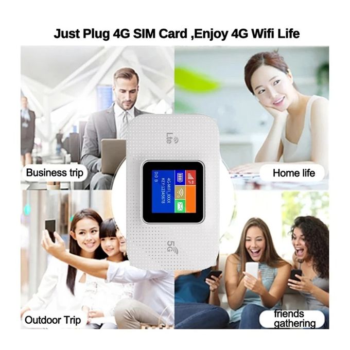 8 (4) Modem routeur Mobile 5G / 4G LTE CAT6 WiFi 300Mbps avec carte SIM et écran 14h d'autonomie